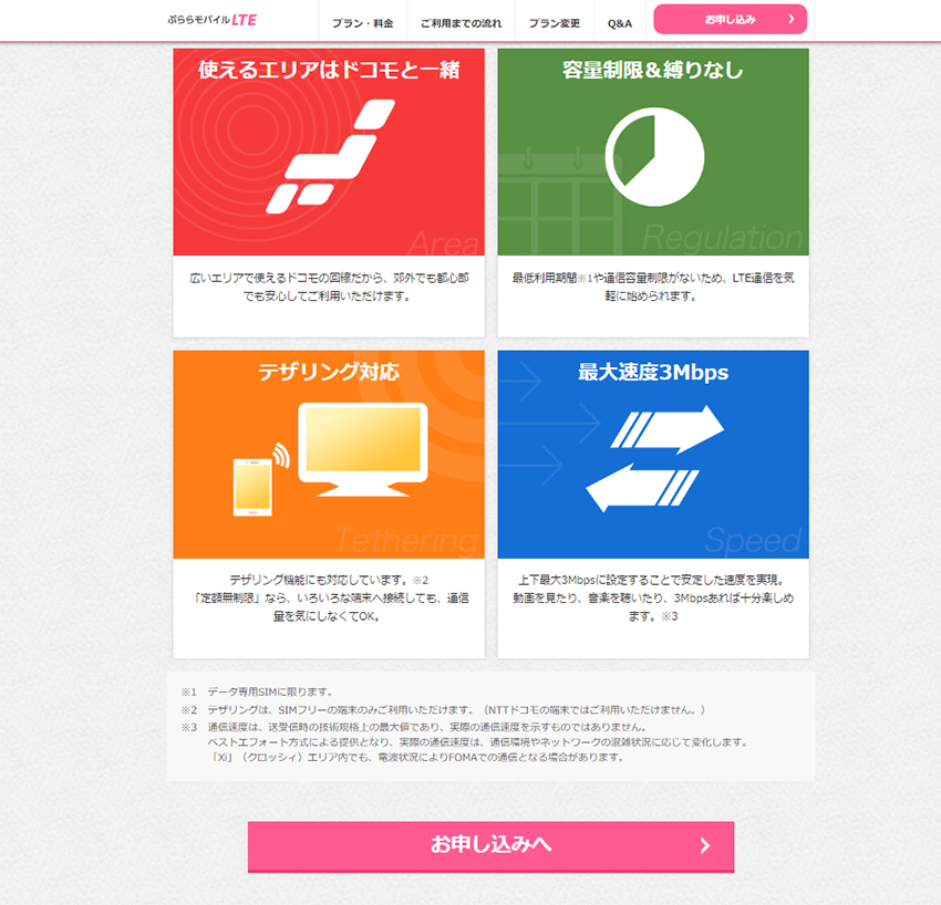 NTTぷらら ホームページ　モバイルデータ