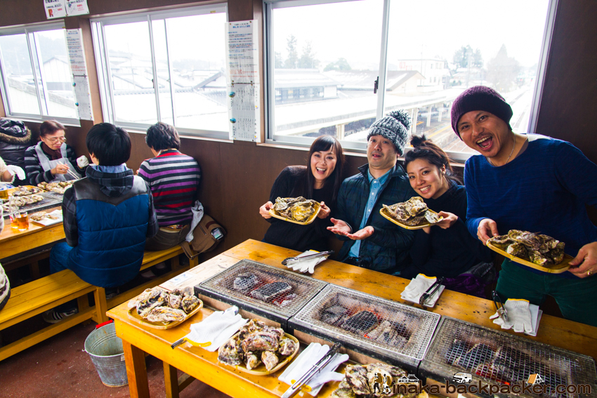 穴水駅 牡蠣 あつあつ亭 Noto Ishikawa Anamizu Oyster restaurant railroad