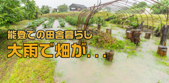 田舎暮らし 大雨,穴水町 大雨,石川県 大雨,畑 大雨,畑 水浸し